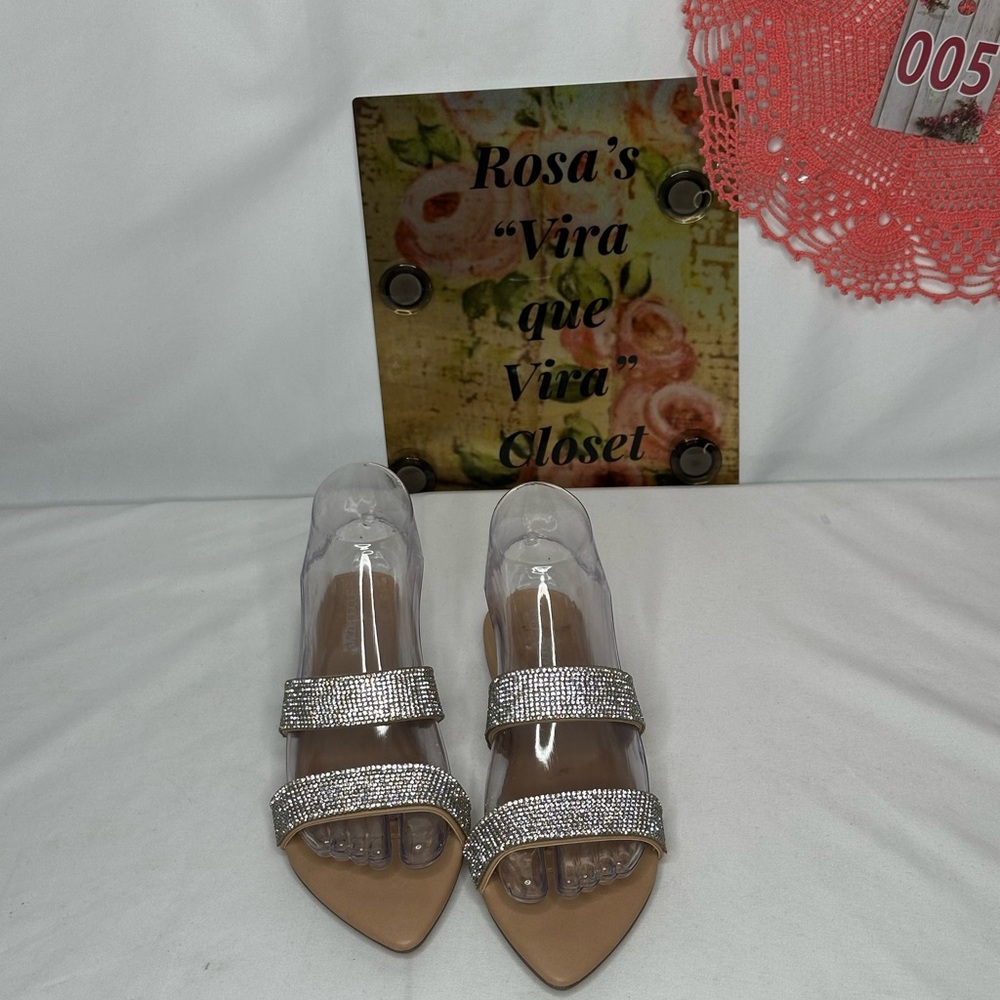 NW/OT ShoeDazzle Slide Sandals with Silver Crystal Straps Size 5.5 - Picture 2 of 10